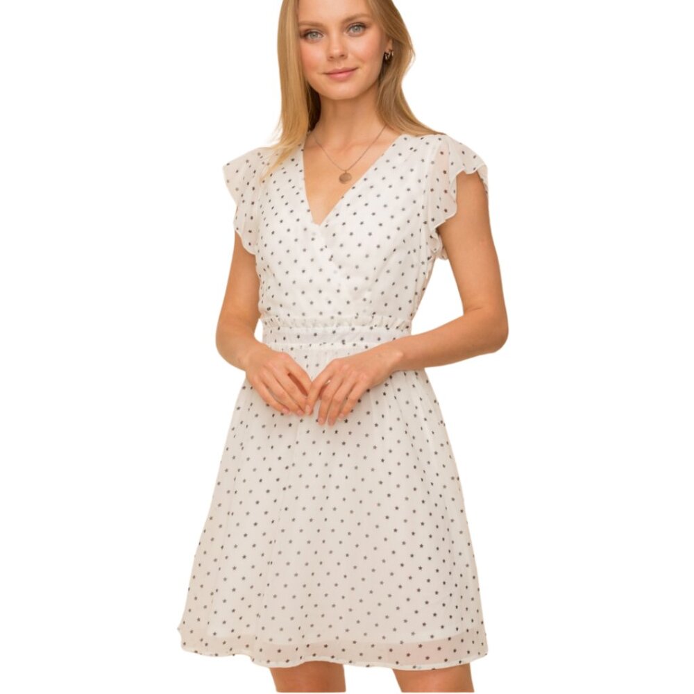 114 $20. Live Start, NWT  Hem & Thread Star Print Ruffle Sleeve Dress